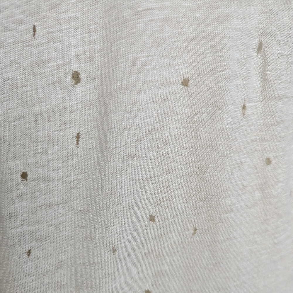IRO Clay Holey Tee Short Sleeve 100% Linen Shredded Holes Throughout Ecru L NWOT - Picture 5 of 14